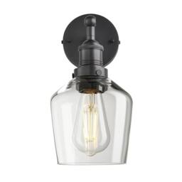 Industville Brooklyn Glass Schoolhouse Wall Light - 5.5 Inch - Clear in Dark Grey - Size: Medium - thumbnail 2