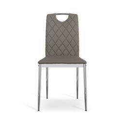 More4Homes Set Of 2 Monza Faux Leather Dining Chair Modern Padded Seat Chrome Legs Kitchen in Grey - thumbnail 3