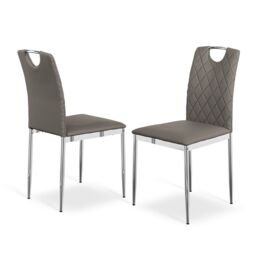 More4Homes Set Of 2 Monza Faux Leather Dining Chair Modern Padded Seat Chrome Legs Kitchen in Grey - thumbnail 6