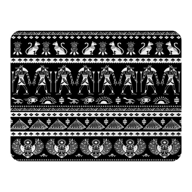 Benjamin Tate Design Heiroglyphs On Black Blanket in Natural - Size: 120 cm x 150 cm - image 1