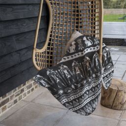 Benjamin Tate Design Heiroglyphs On Black Blanket in Natural - Size: 120 cm x 150 cm - thumbnail 4