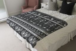 Benjamin Tate Design Heiroglyphs On Black Blanket in Natural - Size: 120 cm x 150 cm - thumbnail 3