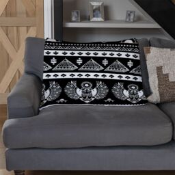 Benjamin Tate Design Heiroglyphs On Black Blanket in Natural - Size: 120 cm x 150 cm - thumbnail 2