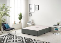 Somnior Ziggy Platform Divan Bed Base With 2 Drawers Linen in Dark Grey - Size: Small Single - thumbnail 1