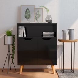Berkfield Home Sideboard High Gloss Black 60x30x72 cm Engineered Wood - Size: 60 x 30 x 72 cm