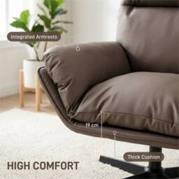 KORVIXA Accent Chair with 360 Swivel Dark Brown - Size: 0.6m2 - thumbnail 4
