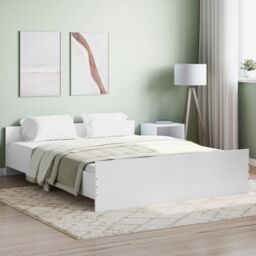 Berkfield Home Bed Frame with Headboard & Footboard White 160x200 cm - thumbnail 1