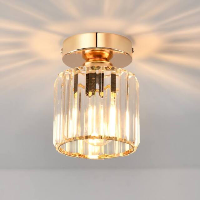 Goeco Crystal Ceiling Light Gold Chandelier for Hallway Living Room Kitchen - image 1