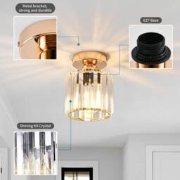 Goeco Crystal Ceiling Light Gold Chandelier for Hallway Living Room Kitchen - thumbnail 6