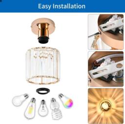 Goeco Crystal Ceiling Light Gold Chandelier for Hallway Living Room Kitchen - thumbnail 5