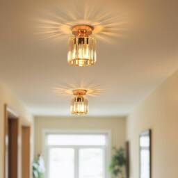 Goeco Crystal Ceiling Light Gold Chandelier for Hallway Living Room Kitchen - thumbnail 2