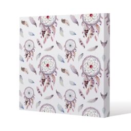 Benjamin Tate Design Dreamcatcher & feather pattern (Canvas Print) / 61 x 61 x 4cm in Natural - Size: 61 x 61 x 4 cm - thumbnail 1