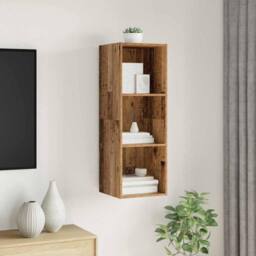 Berkfield Home TV Cabinet with Shelf Old wood 37 x 37 x 107 cm Engineered wood in Brown - thumbnail 2
