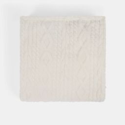 OHS Cable Knit Design Fleece Throw Ultra Soft Fluffy Blanket for Family in Cream - Size: 230 cm x 270 cm - thumbnail 5