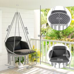 OUTSUNNY Hammock Chair, Boho Hanging Swing Chair with Cushion, Dark Grey - thumbnail 3