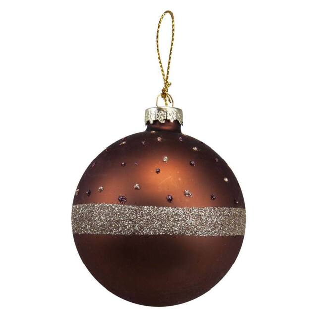 VFM e-Store Christmas Hanging Glass Bauble Decoration 10cm x 8cm Copper X 1 - Size: 10 cm x 8 cm - image 1