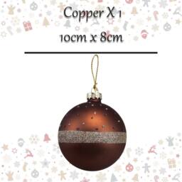 VFM e-Store Christmas Hanging Glass Bauble Decoration 10cm x 8cm Copper X 1 - Size: 10 cm x 8 cm - thumbnail 2