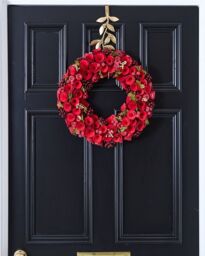 Dibor Extra Large Red Rose Festive Xmas Front Door Christmas Wreath 42cm - thumbnail 4