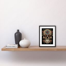 "Artery8 Wall Art Print Old School USA Tattoo Ink Body Art Day Dead Skull Rockabilly Americana 50s Artwork Framed 9X7 Inch in Black - Size: W7"" x H9""" - thumbnail 2