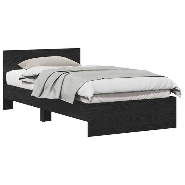 Berkfield Home Classic Bed Frame with Headboard Black Oak 100 x 200 cm Engineere - image 1