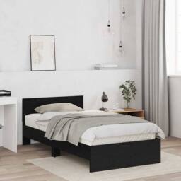 Berkfield Home Classic Bed Frame with Headboard Black Oak 100 x 200 cm Engineere - thumbnail 4
