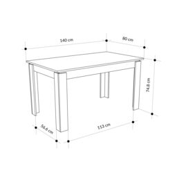 Decortie Tolmen' Extendable Dining Table 140cm 4 Seater in Brown - Size: 2 Pack - thumbnail 5