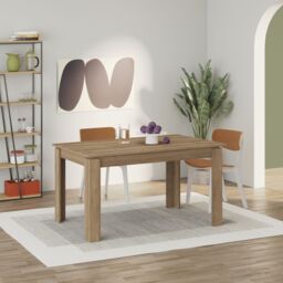 Decortie Tolmen' Extendable Dining Table 140cm 4 Seater in Brown - Size: 2 Pack