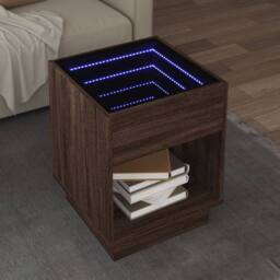 Berkfield Home Decorative Coffee Table with Infinity LED Brown Oak 40x40x50 cm - Size: 40 x 40 x 50 cm - thumbnail 2