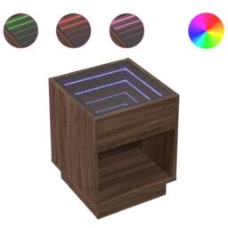 Berkfield Home Decorative Coffee Table with Infinity LED Brown Oak 40x40x50 cm - Size: 40 x 40 x 50 cm - thumbnail 3