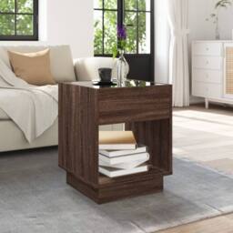 Berkfield Home Decorative Coffee Table with Infinity LED Brown Oak 40x40x50 cm - Size: 40 x 40 x 50 cm - thumbnail 4
