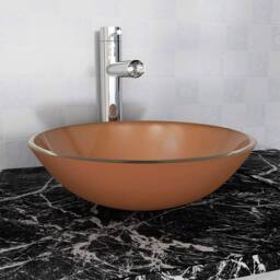Berkfield Home Basin Tempered Glass 42 cm Brown - thumbnail 2