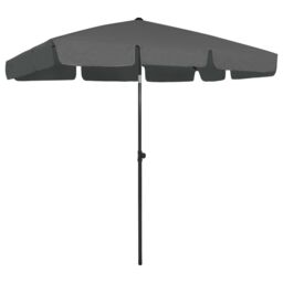 Berkfield Home Beach Umbrella Anthracite 200x125 cm in Black - thumbnail 1