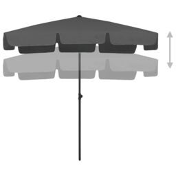 Berkfield Home Beach Umbrella Anthracite 200x125 cm in Black - thumbnail 3