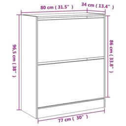 Berkfield Home Shoe Cabinet White 80x34x96.5 cm Engineered Wood - thumbnail 9