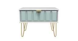 Ready Assembled 2 U Metro 1 Drawer Wide Side Table (Ready Assembled) in Duck Egg Blue