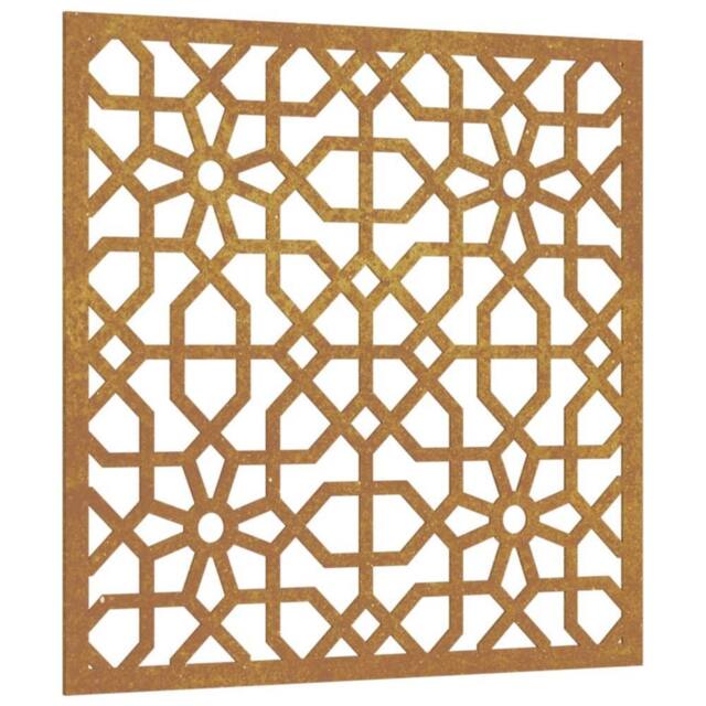 Berkfield Home Garden Wall Decoration 55x55 cm Corten Steel Moorish Design in Brown - image 1
