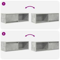 Berkfield Home TV Cabinet Concrete Grey 80x31x25.5 cm Engineered Wood - thumbnail 9
