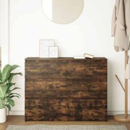 Berkfield Home Sideboard Smoked Oak 100x35x76 cm Engineered Wood in Brown - Size: 100 x 35 x 76 cm - thumbnail 1