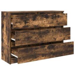 Berkfield Home Sideboard Smoked Oak 100x35x76 cm Engineered Wood in Brown - Size: 100 x 35 x 76 cm - thumbnail 5
