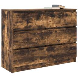 Berkfield Home Sideboard Smoked Oak 100x35x76 cm Engineered Wood in Brown - Size: 100 x 35 x 76 cm - thumbnail 4