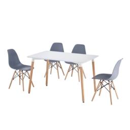 Comfy Living Ltd 5 Piece Dining Set With White Wooden Top & 4 Grey Chairs With Metal Detailing - thumbnail 8