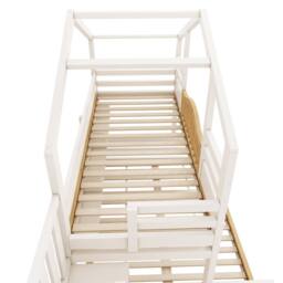 STILVORA Bed Frame 3ft Single with storage white & natural - Size: Junior - thumbnail 9