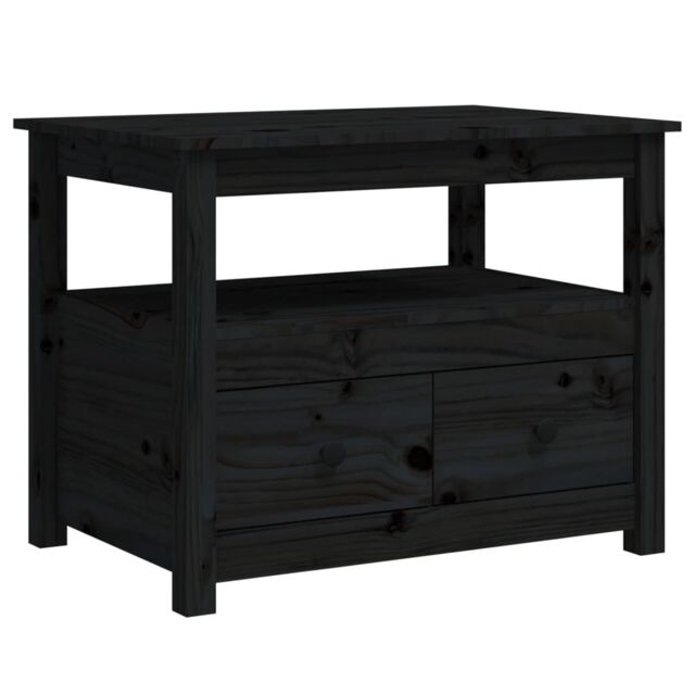 Berkfield Home Coffee Table Black 71x49x55 cm Solid Wood Pine - Size: 71 x 49 x 55 cm - image 1