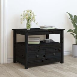 Berkfield Home Coffee Table Black 71x49x55 cm Solid Wood Pine - Size: 71 x 49 x 55 cm - thumbnail 2