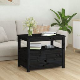 Berkfield Home Coffee Table Black 71x49x55 cm Solid Wood Pine - Size: 71 x 49 x 55 cm - thumbnail 3