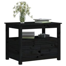 Berkfield Home Coffee Table Black 71x49x55 cm Solid Wood Pine - Size: 71 x 49 x 55 cm - thumbnail 5