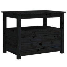 Berkfield Home Coffee Table Black 71x49x55 cm Solid Wood Pine - Size: 71 x 49 x 55 cm - thumbnail 1