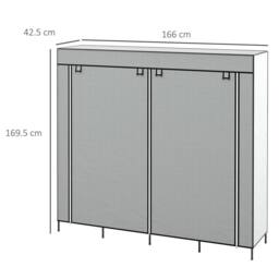 KORVIXA Fabric Wardrobe w/ 12 Shelves 2 Hanging Rails in Grey - Size: 800mm - thumbnail 2