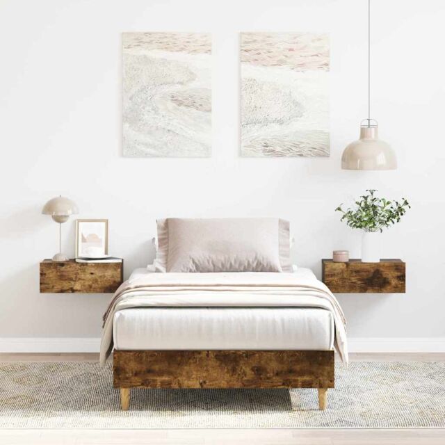 Berkfield Home Bed Frame No Mattress Smoked Oak 100x200 cm Engineered Wood in Brown - image 1
