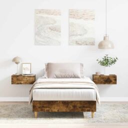 Berkfield Home Bed Frame No Mattress Smoked Oak 100x200 cm Engineered Wood in Brown - thumbnail 1
